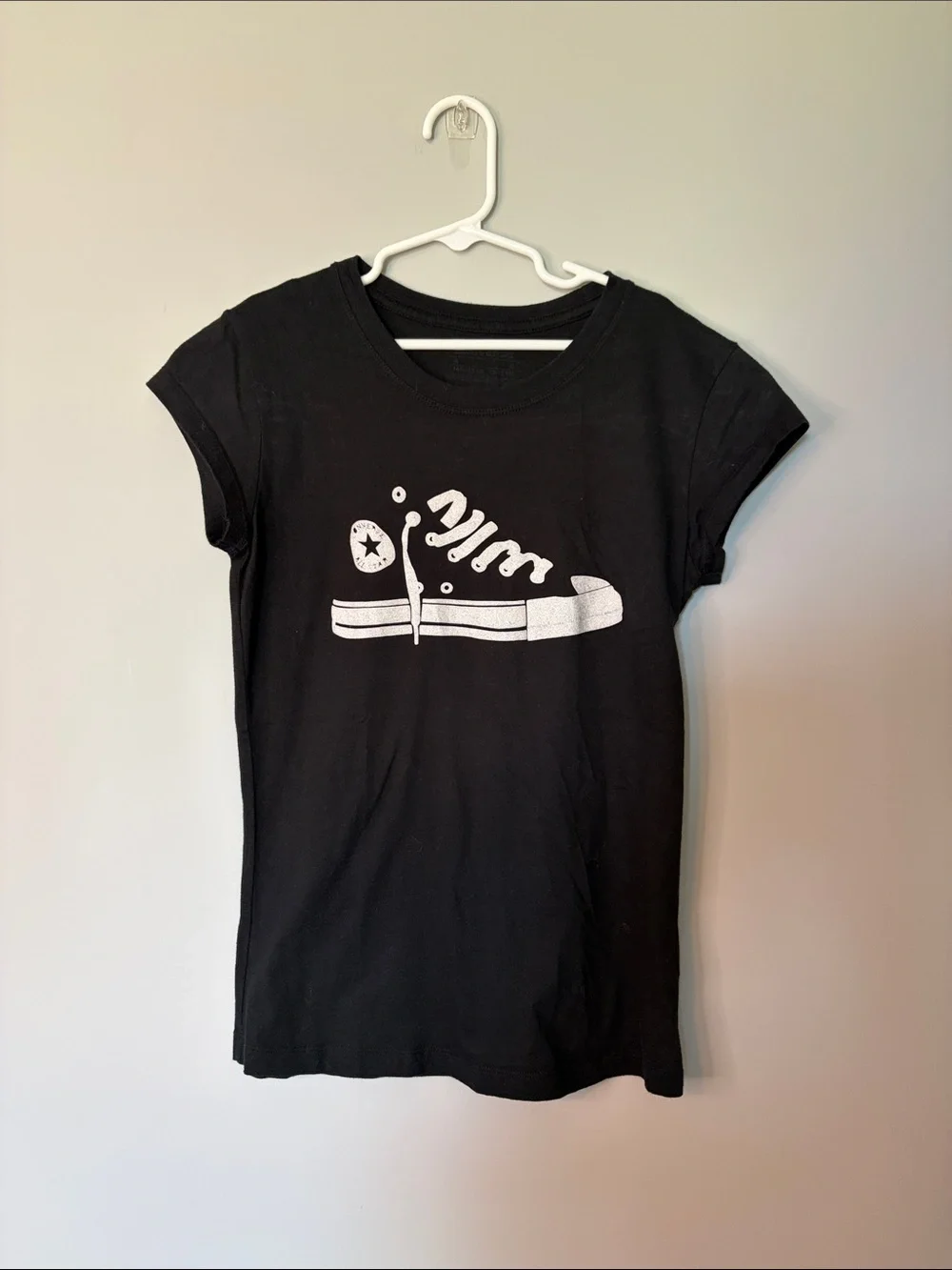 Kids Black Converse Graphic Tee with Sneaker Print Youth M